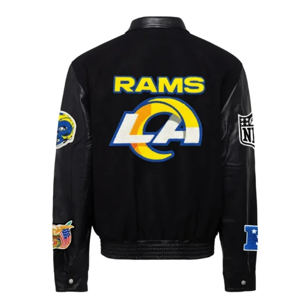 Los Angeles Rams Jeff Hamilton Black Wool & Leather Varsity Jacket