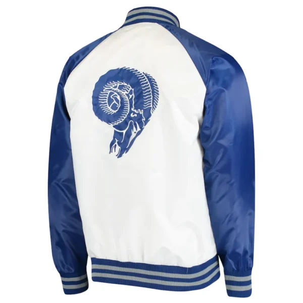 Los Angeles Rams Lead Off Full-Snap White/Blue Satin Varsity Jacket