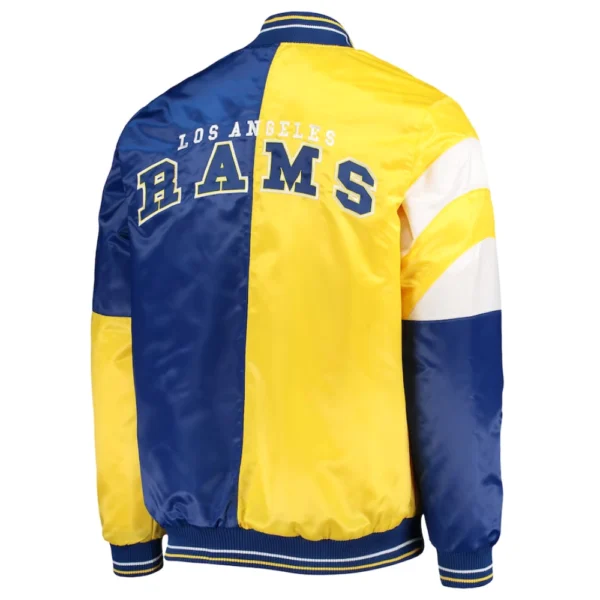 Los Angeles Rams Leader Yellow/Blue Satin Varsity Jacket