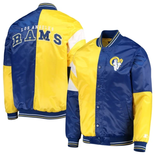 Los Angeles Rams Leader Yellow/Blue Satin Varsity Jacket