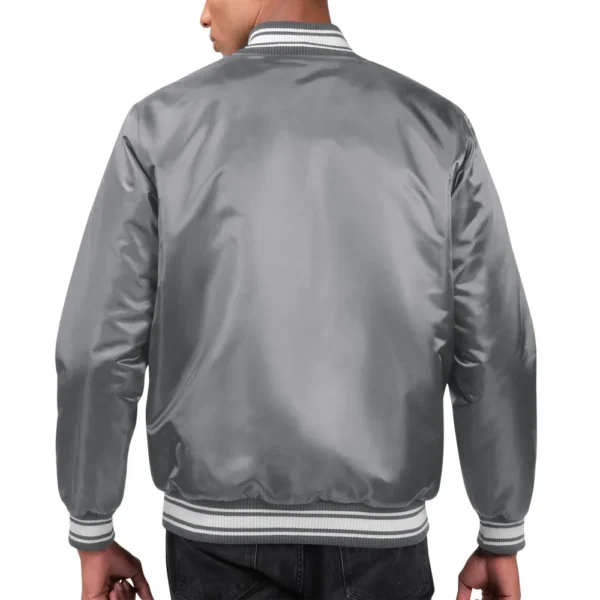 Los Angeles Rams Locker Room Gray Satin Varsity Jacket