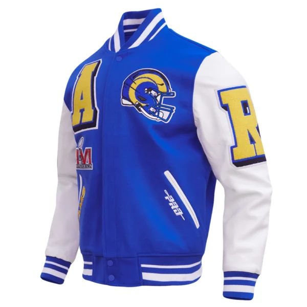 Los Angeles Rams Mashup Blue/White Wool & Leather Varsity Jacket