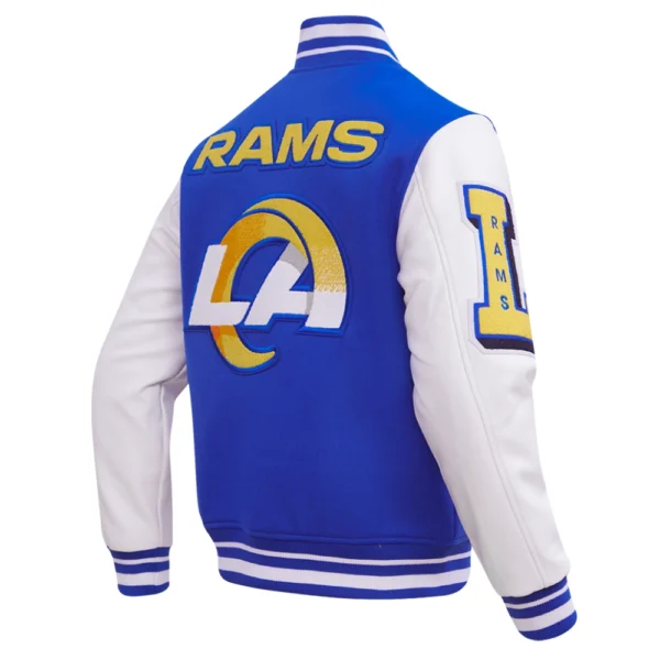 Los Angeles Rams Mashup Blue/White Wool & Leather Varsity Jacket