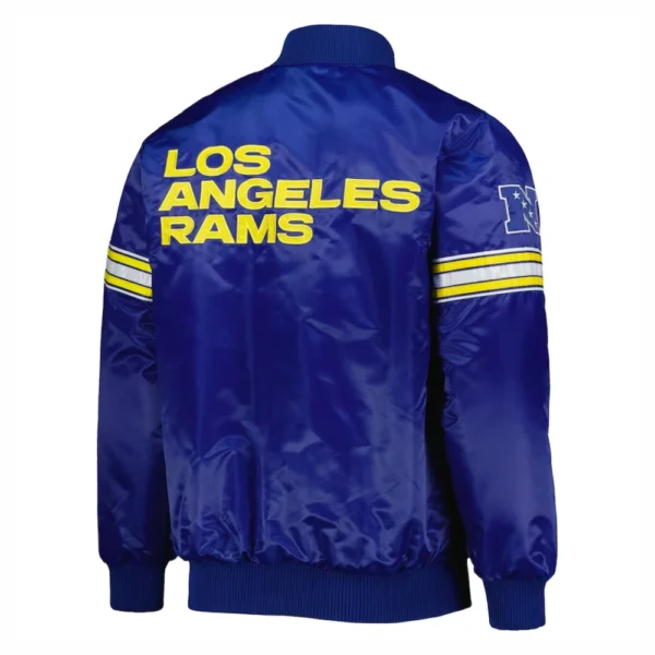 Los Angeles Rams Pick & Roll Full-Snap Blue Satin Varsity Jacket