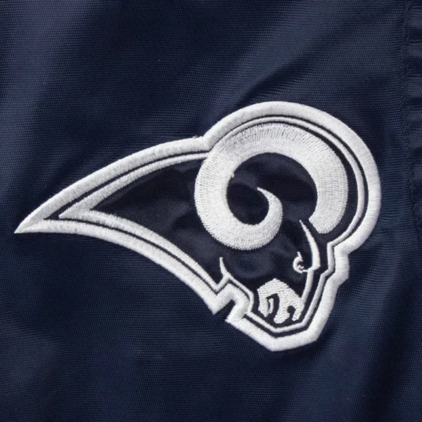 Los Angeles Rams Prime Time Full-Snap Navy Satin Varsity Jacket