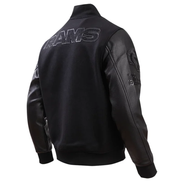 Los Angeles Rams Triple Black Wool & Leather Varsity Jacket