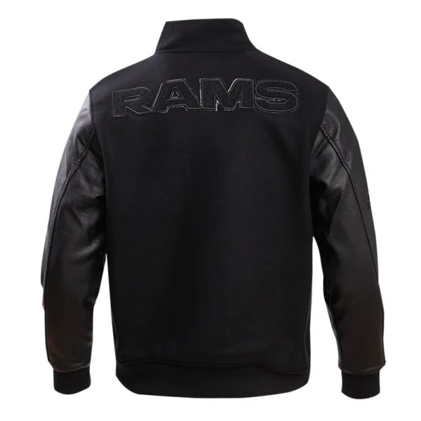 Los Angeles Rams Triple Black Wool & Leather Varsity Jacket