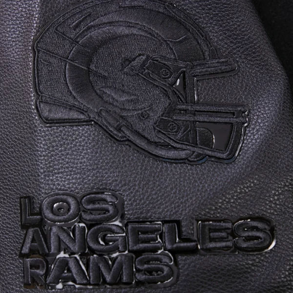 Los Angeles Rams Triple Black Wool & Leather Varsity Jacket