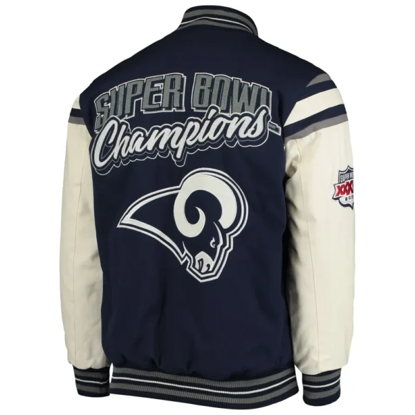 Los Angeles Rams Victory Formation Full-Snap Navy & White Wool & Leather Varsity Jacket