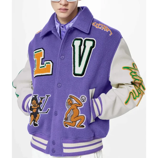 Louis Vuitton Purple and White Varsity Jacket