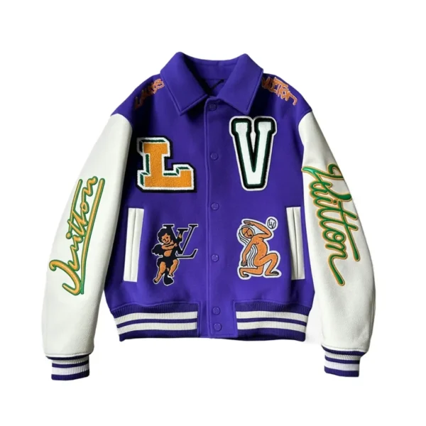 Louis Vuitton Purple and White Varsity Jacket