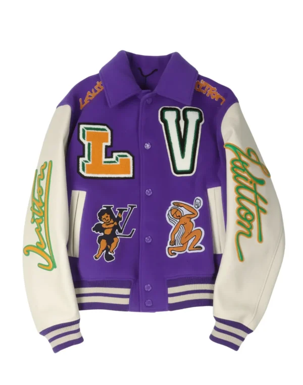 Louis Vuitton Purple and White Varsity Jacket