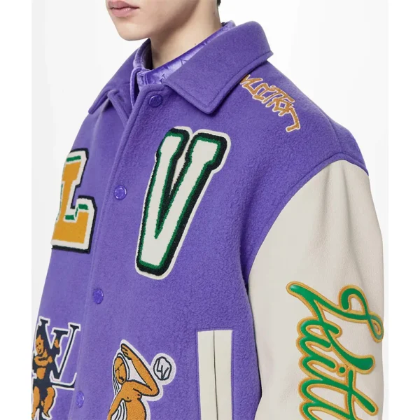 Louis Vuitton Purple and White Varsity Jacket