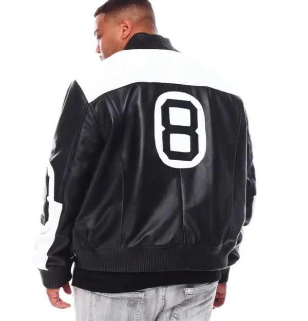 8 Ball Genuine Leather Jacket B&T Black/White