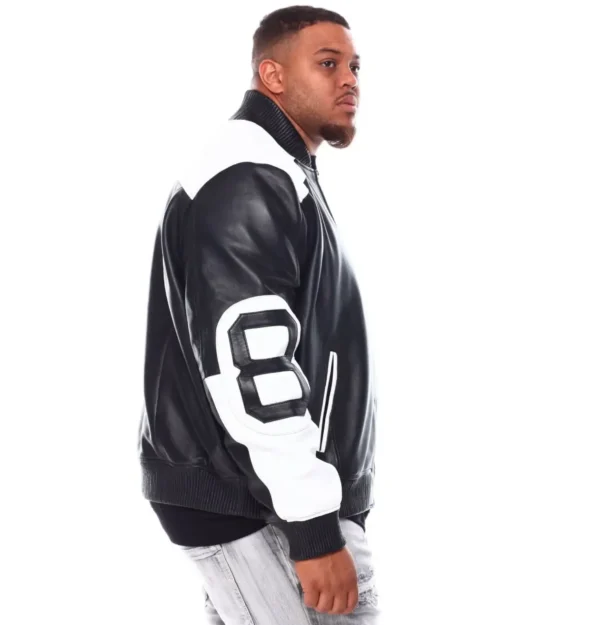 8 Ball Genuine Leather Jacket B&T Black/White