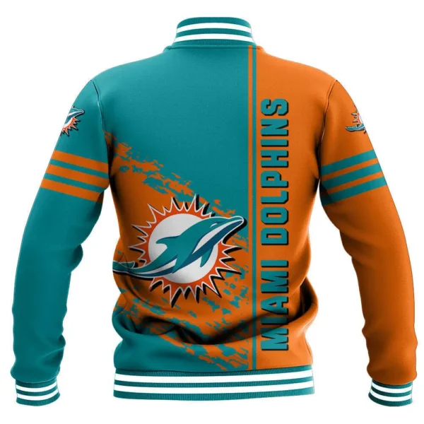 Miami Dolphins Casual Snap Button Varsity Jacket