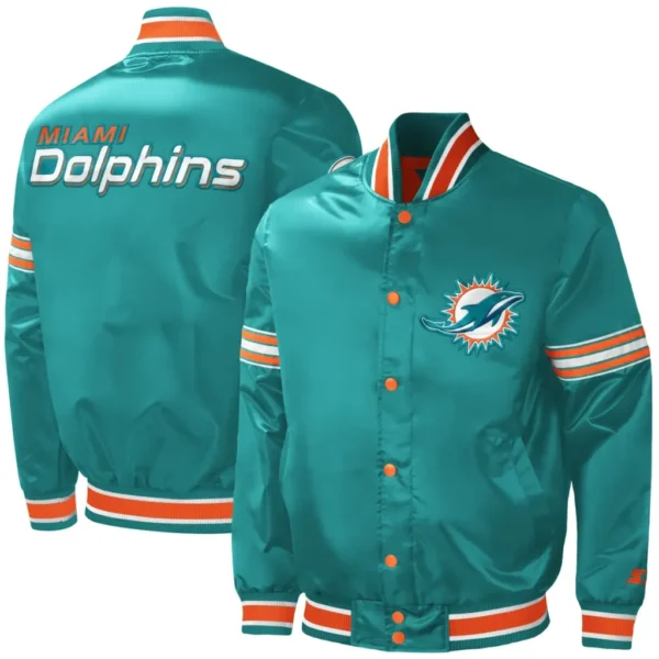 Miami Dolphins Classic Rib Satin Varsity Jacket