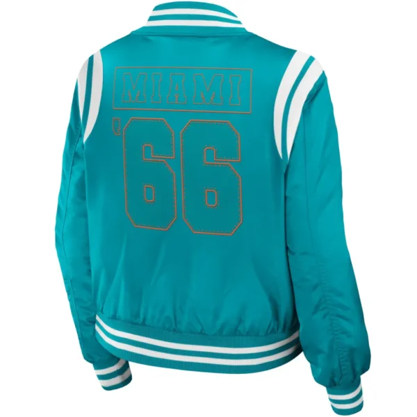 Miami Dolphins Classic Rib Satin Varsity Zipper Jacket