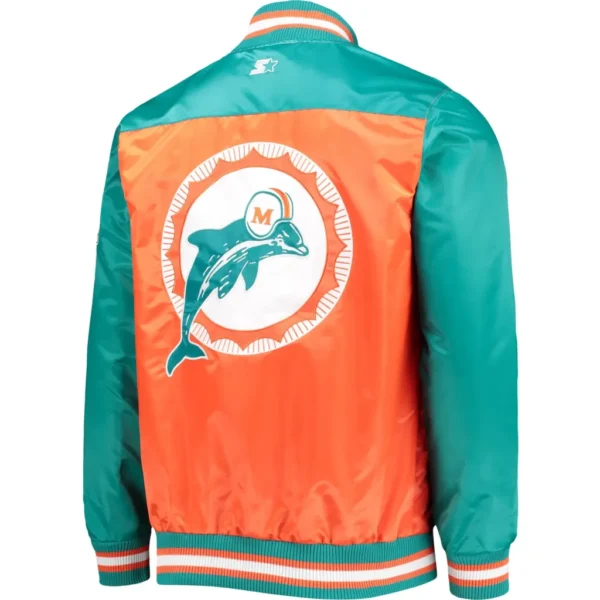 Miami Dolphins Classic Tradition II Satin Varsity Jacket