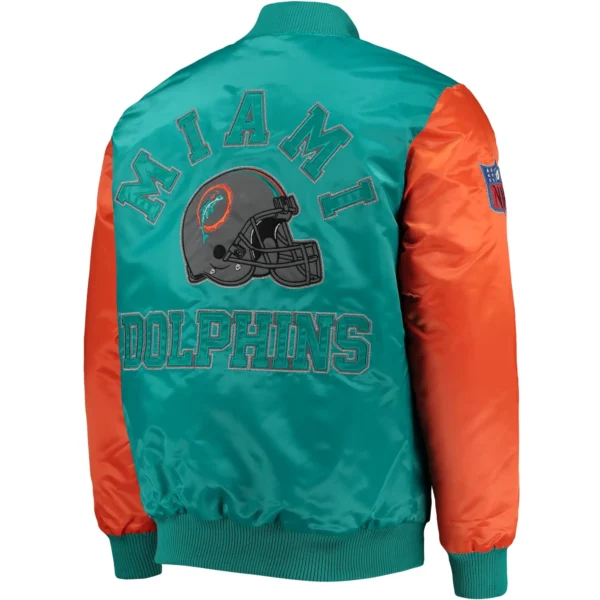 Miami Dolphins Classic Vintage Satin Varsity Jacket With Logo