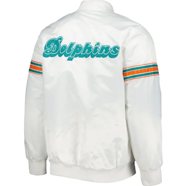 Miami Dolphins Classic Vintage Satin Varsity White Jacket