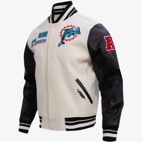 Miami Dolphins Classic Wool & Leather Varsity Jacket