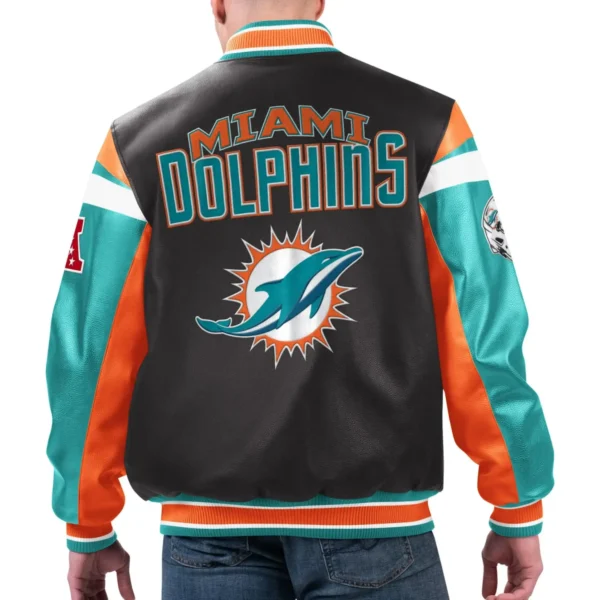 Miami Dolphins G-III Sports by Carl Banks Leather Varsity Jacket