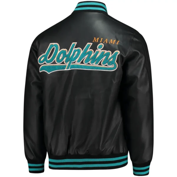 Miami Dolphins G-III Sports by Carl Banks Stiff Arm Leather Varsity Jacket