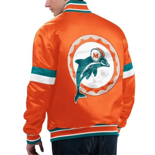 Miami Dolphins Gridiron Classics Home Game Orange Satin Varsity Jacket