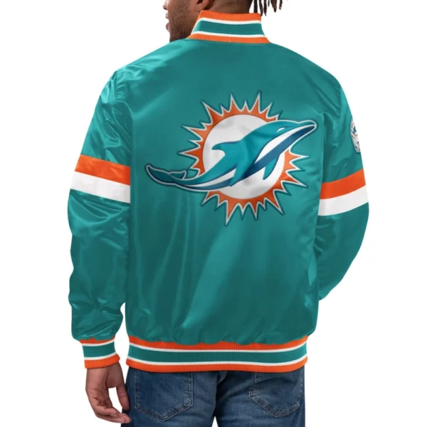 Miami Dolphins Home Game Aqua Satin Varsity Jacket