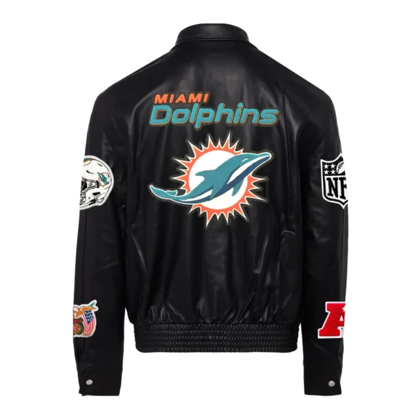 Miami Dolphins Jeff Hamilton Black Full Leather Jacket