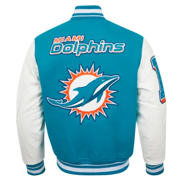 Miami Dolphins Mashup Blue/White Wool & Leather Varsity Jacket