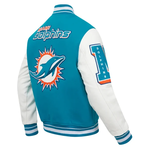 Miami Dolphins Mashup Blue/White Wool & Leather Varsity Jacket