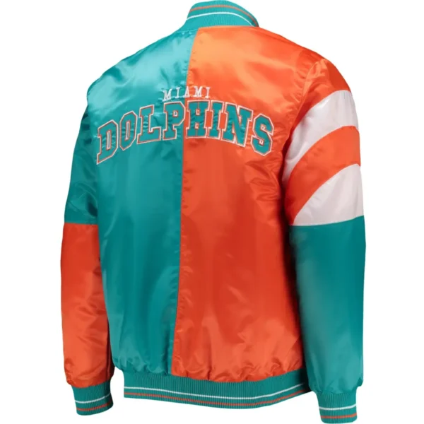 Miami Dolphins Satin Varsity Jacket Aqua & Orange