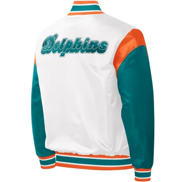 Miami Dolphins Satin White Varsity Jacket