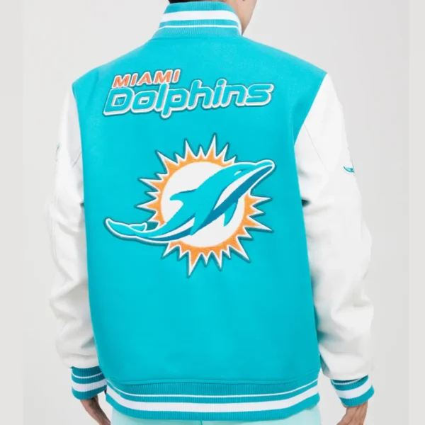 Miami Dolphins Team Players Wool & Leather Varsity Jacket