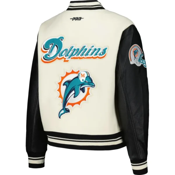 Miami Dolphins Wool & Leather Varsity Jacket