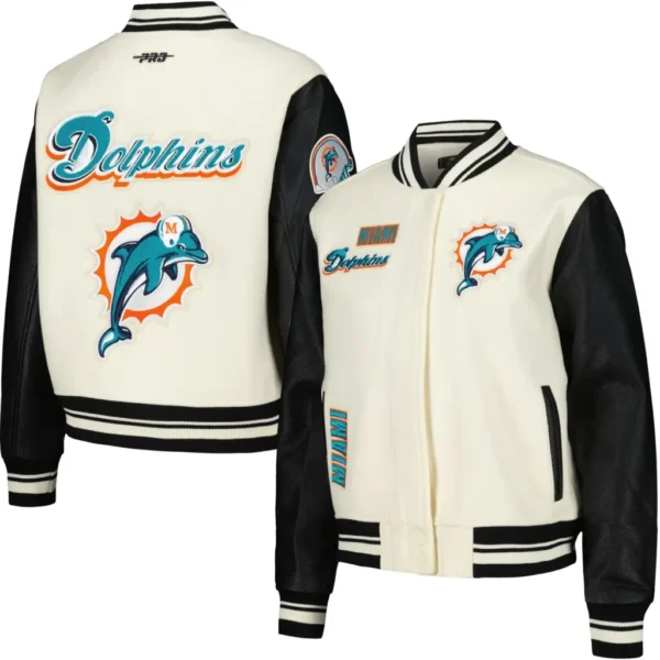 Miami Dolphins Wool & Leather Varsity Jacket