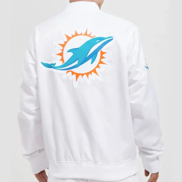 Miami Dolphins Retro Classic Rib Satin Varsity Jacket