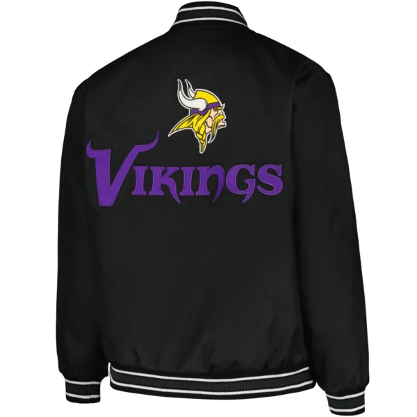 Minnesota Vikings Classic Rib Satin Black Varsity Jacket