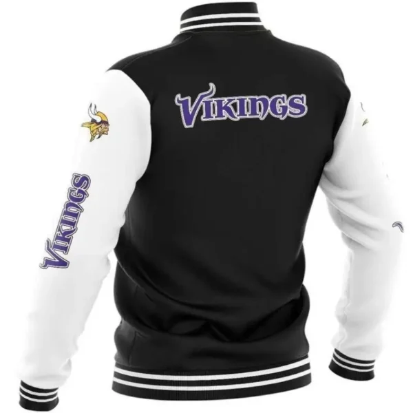 Minnesota Vikings Football Team Players Satin Varsity Jacket Black & White