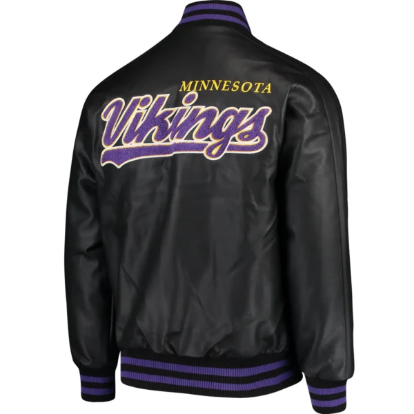 Minnesota Vikings G-III Sports by Carl Banks Black Leather Varsity Jacket