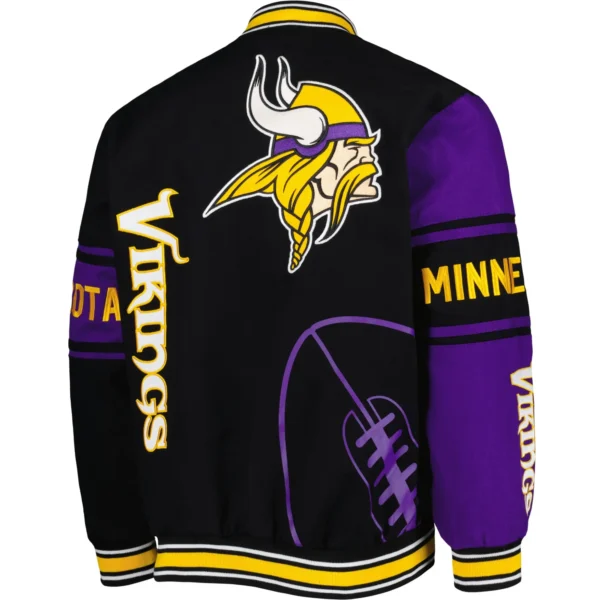 Minnesota Vikings Satin Varsity Jacket Black & Purple