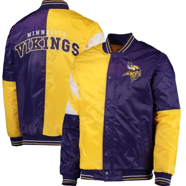 Minnesota Vikings Satin Varsity Jacket Purple & Golden