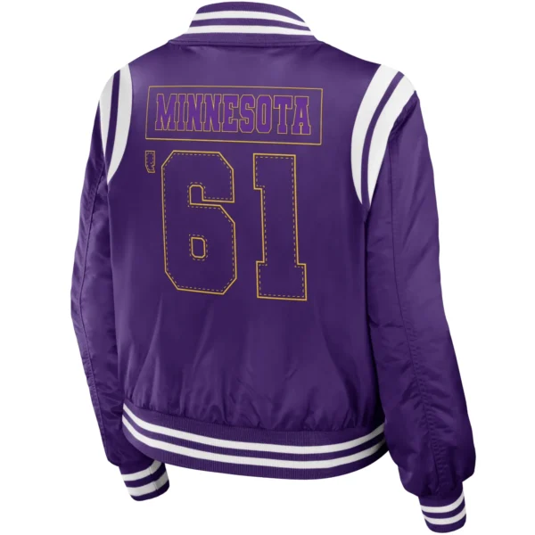 Minnesota Vikings Satin Varsity Zipper Purple Jacket