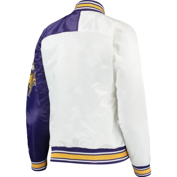 Minnesota Vikings Starter Satin Varsity White & Purple Jacket