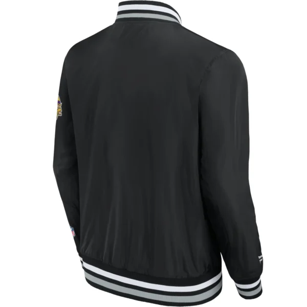 Minnesota Vikings Snap-Tab Black Satin Varsity Jacket