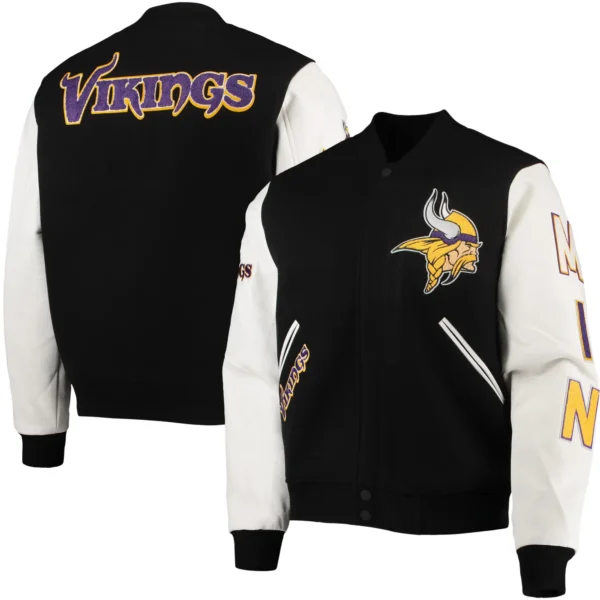 Minnesota Vikings Wool & Faux Leather Varsity Jacket