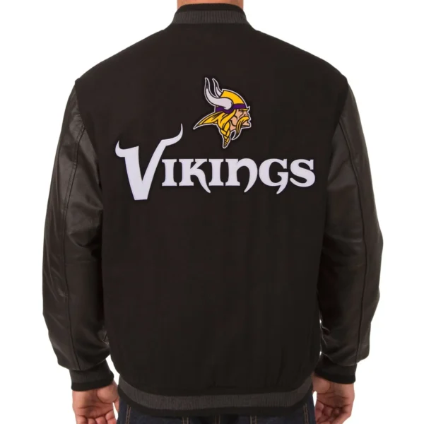 Minnesota Vikings Wool & Leather Brown Varsity Jacket