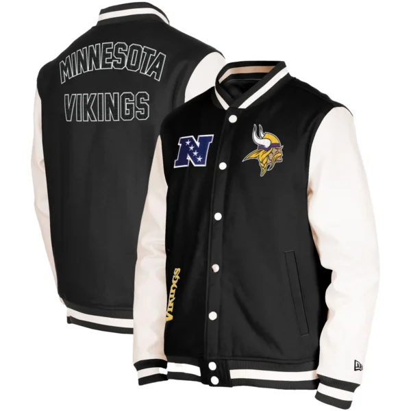 Minnesota Vikings Wool & Leather Varsity Jacket`